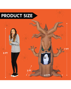 Scary Tree With Animated Ghost LED Lawn Inflatable 2.1m