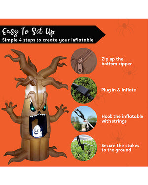 Scary Tree With Animated Ghost LED Lawn Inflatable 2.1m