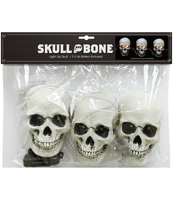 Light Up Skull Wall Hanging Halloween Decoration 35cm