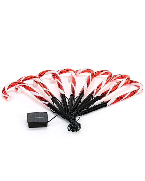 Solar Mini Candy Cane Path Christmas Lights 32cm Pack of 8