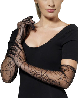 Spiderwebs Black Lace Gloves