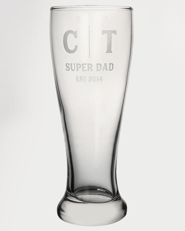 Super Dad Personalised Engraved 425ml Beer Glass