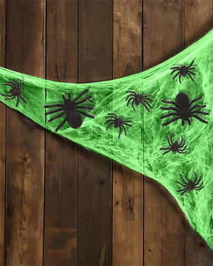 Super Stretch Green Glow in the Dark Web 50g with Bonus Spiders