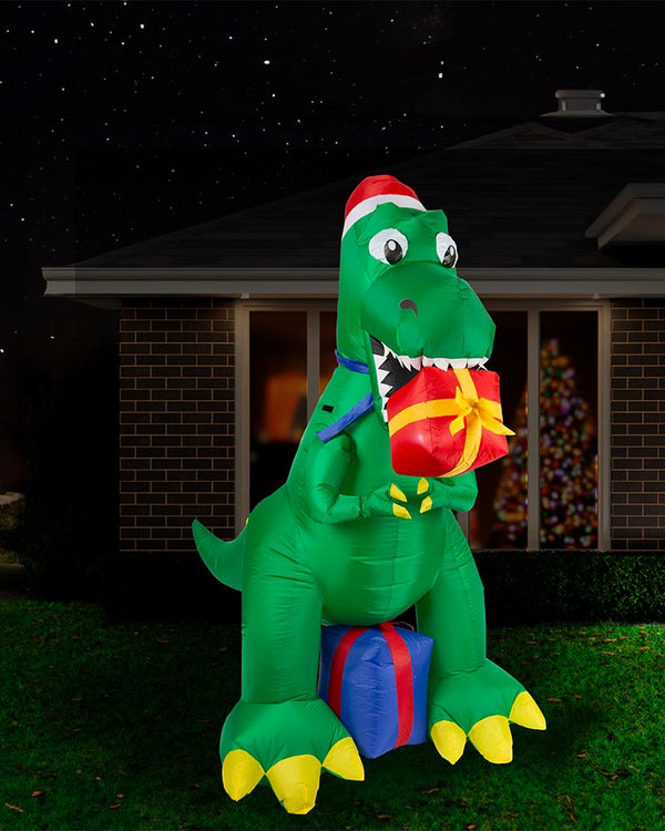 T Rex with Presents Christmas Lawn Inflatable 1.8m