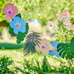 Tiki Tropics Hawaiian Palm Leaf & Hibiscus Flower Garland Decoration