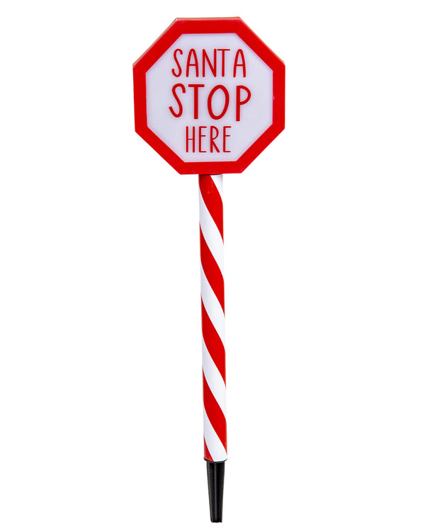 Timer Christmas LED Santa Stop Here Stake 55cm