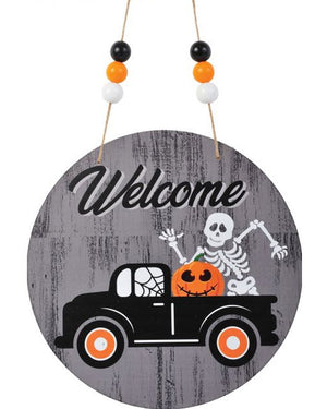 Truck Halloween Home Wood Sign 30cm