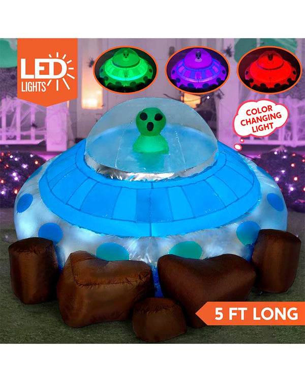 UFO with Alien LED Lawn Inflatable 1.5m