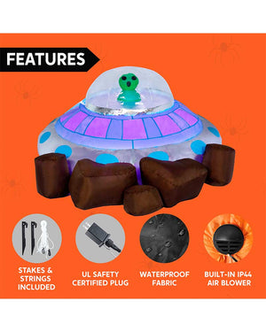 UFO with Alien LED Lawn Inflatable 1.5m