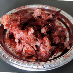 Bloody Body Tissue on Silver Platter Halloween Decoration