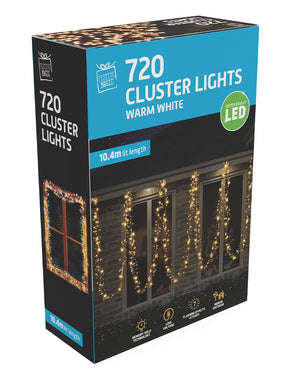 Warm LED Cluster Lights 720 Piece 10.4m