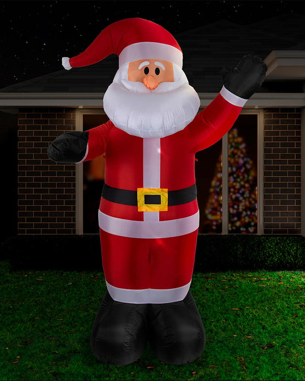 Waving Santa Christmas Lawn Inflatable 2.4m