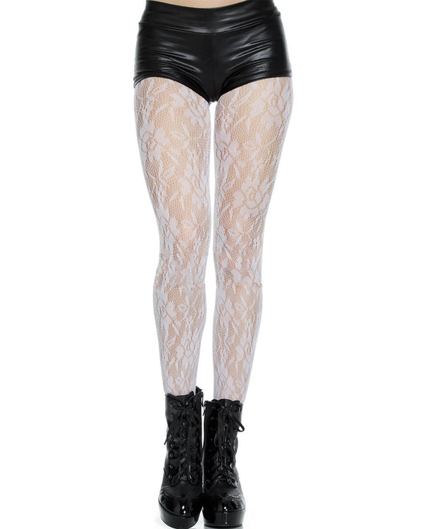 White Floral Lace Stockings