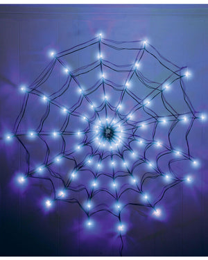 White Light Up LED Spider Web 1m