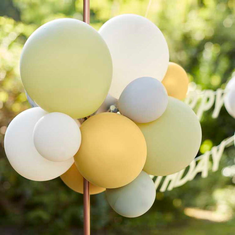 Wild Jungle Bunting Happy Birthday with Balloons Green, Grey, Sand & Gold Chrome Pack of 29