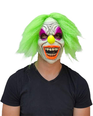 Wild Neon Clown Deluxe Mask with Hair