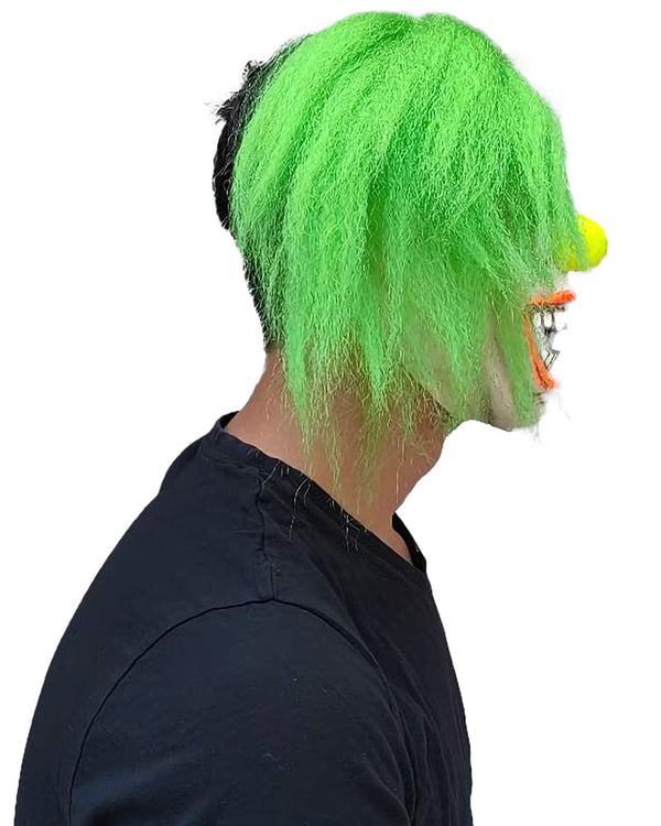 Wild Neon Clown Deluxe Mask with Hair