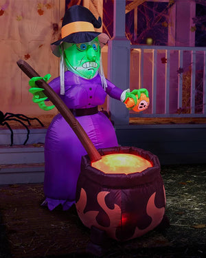 Witch and Cauldron Lawn Inflatable 1.8m