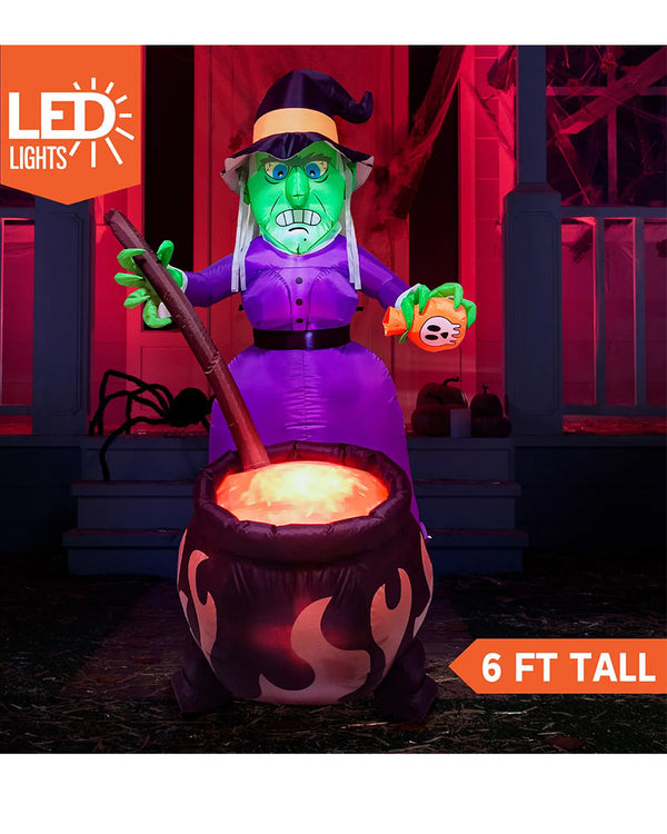 Witch and Cauldron Lawn Inflatable 1.8m