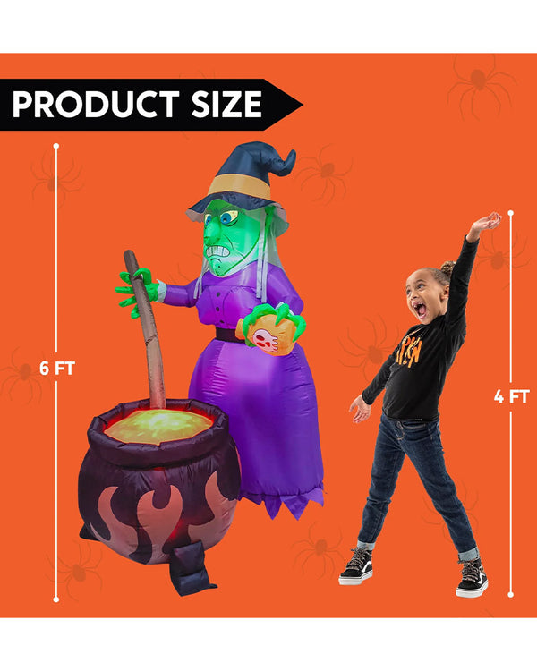 Witch and Cauldron Lawn Inflatable 1.8m