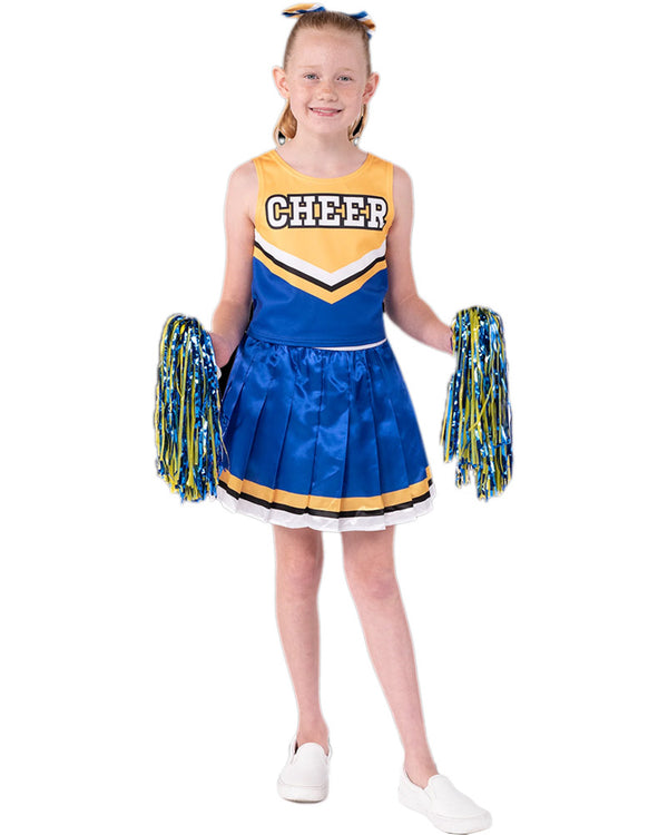 Yellow Blue Cheerleader Girls Costume