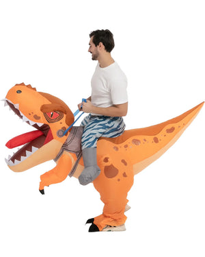 Yellow Dinosaur Tyrannosaurus Ride-On-Inflatable Adult Costume