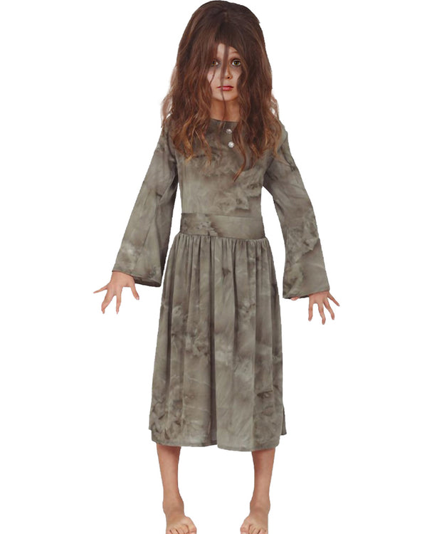 Zombie Grey Dyed Dress Girls Costume