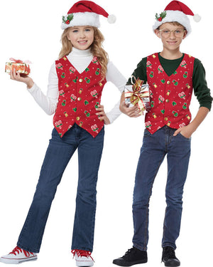 Red Christmas Holiday Vest Kids Costume