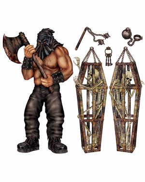 Executioner and Skeleton Plastic Wall Decorations Pack of 6