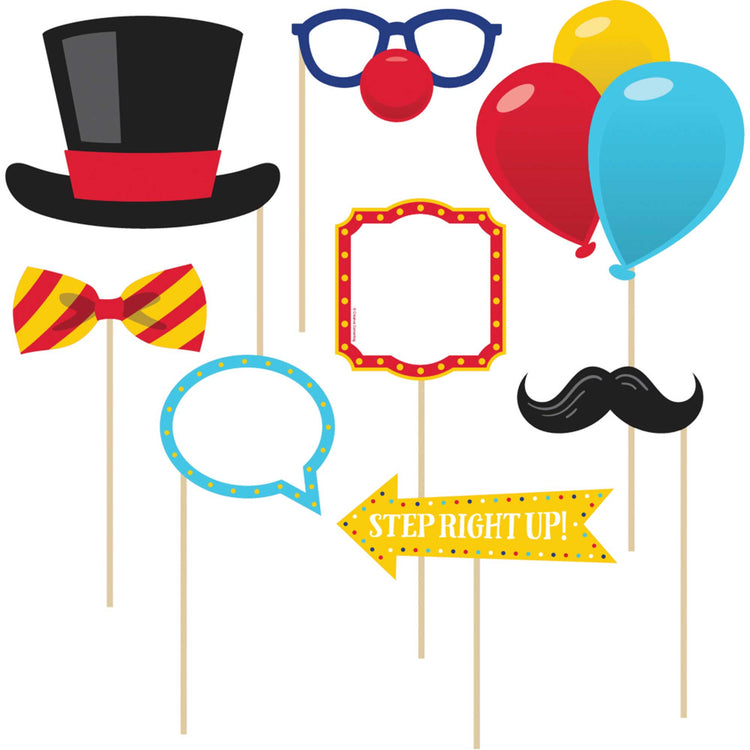 Carnival Decor Photo Booth Kit Pack of 9