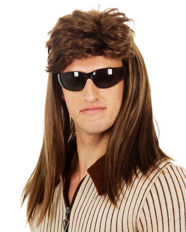 70s 80s Brown Mullet Wig