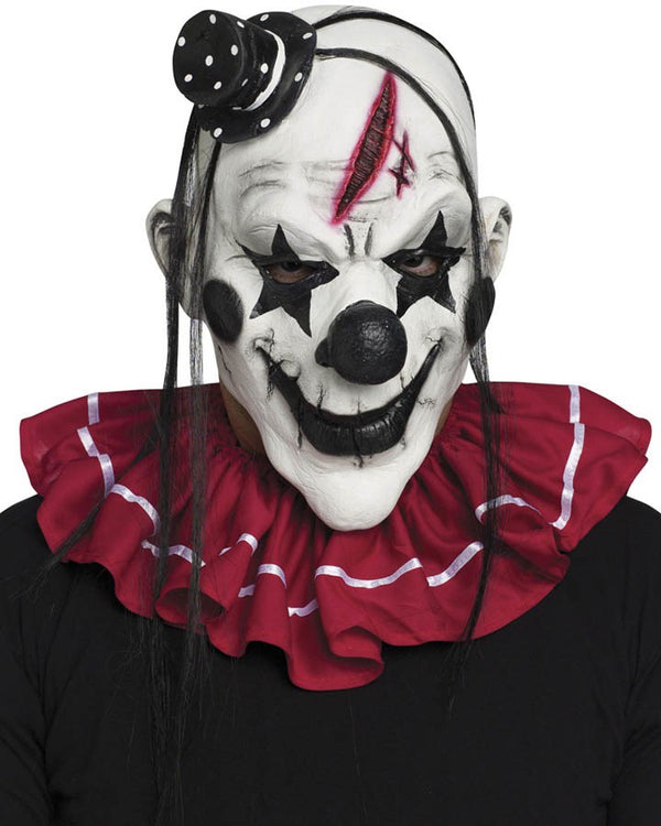 Horror Clown Mask with Black Hair