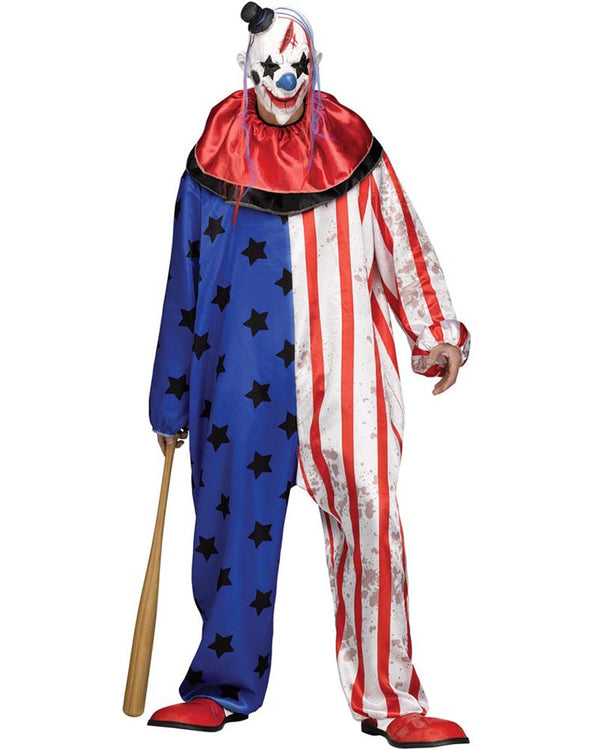 Evil Clown Collared Mens Costume