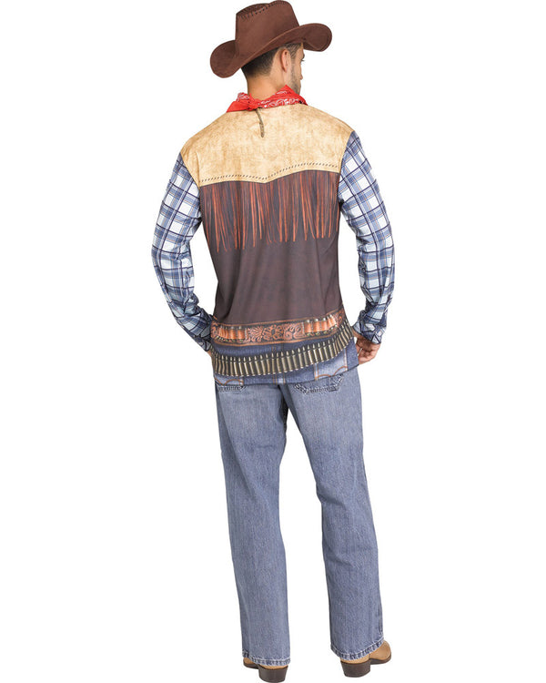 Cowboy Mens Shirt Hat and Bandana Kit