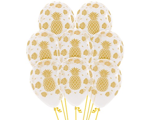 Sempertex 30cm Tropical Design on Crystal Clear Latex Balloons, 12PK Pack of 12