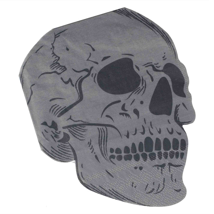 Deadly Soiree Skull Shaped Paper Party Napkins Pack of 16