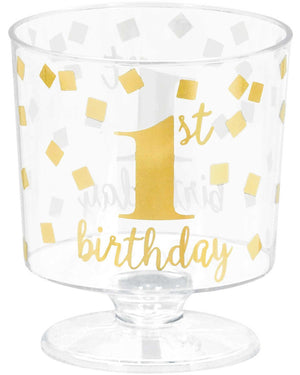 1st Birthday 59ml Mini Clear Pedestal Cups Pack of 30