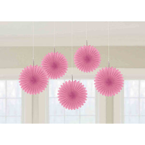 Pink Mini Fan Decorations Pack of 5