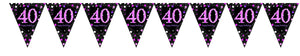 Pink Celebration 40 Prismatic Pennant Banner - Plastic