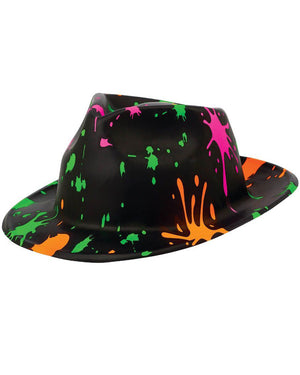 80s Paint Splatter Black Fedora