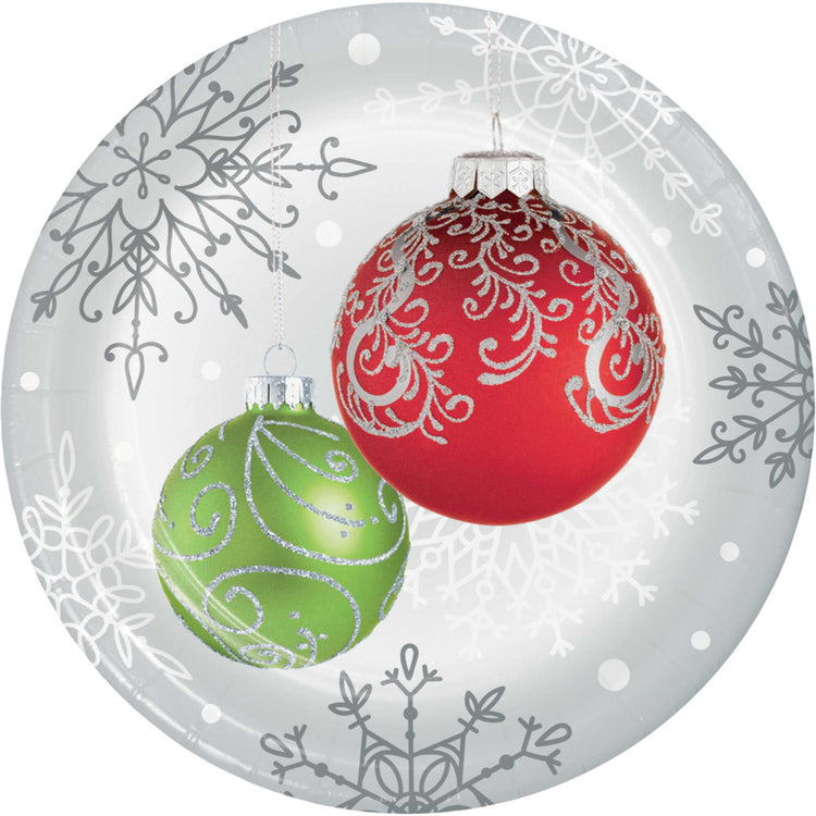 Elegant Ornaments Christmas Lunch Plates Paper 18cm Pack of 8