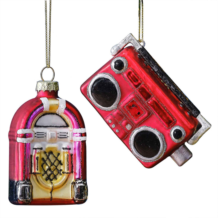 Christmas Merry & Bright Novelty Retro Music Set Hanging Tree Decorations