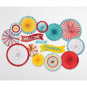 Carnival Paper Fans & Cutouts Decorating Kit Pack of 15