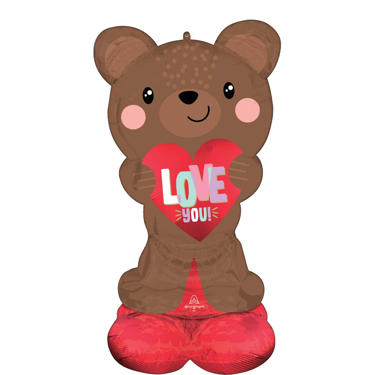 AirLoonz Satin Brown Love You Bear 1.2m Foil Balloon