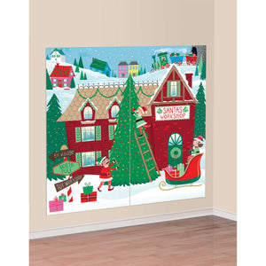 Christmas Santas Workshop Scene Setters Add On Wall Decorations Pack of 2