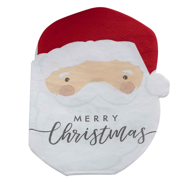 Christmas Silly Santa Shaped Napkins Pack of 16