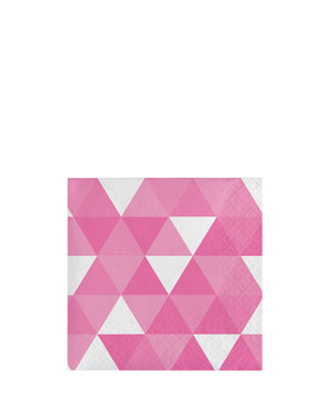 Candy Pink Fractal Beverage Napkins Pack of 16