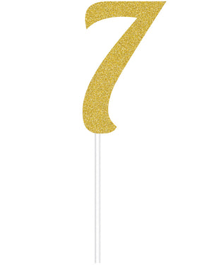 Gold Glitter 7 Cake Topper