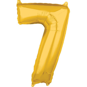Mid-Size Shape Gold Numeral 7 Balloon