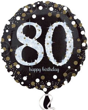 80th Sparkling Holographic Standard Foil Balloon